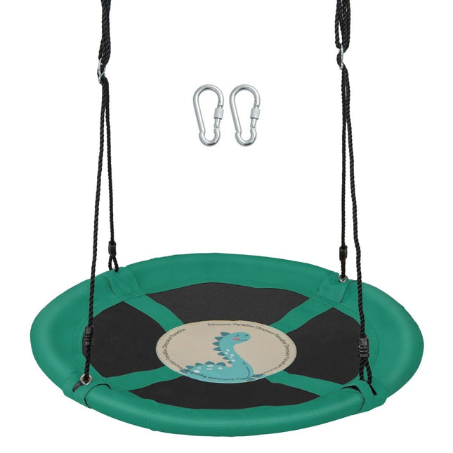 Diameter 100 cm nest swing with adjustable ropes, hanging swing, children's swing, round swing, green