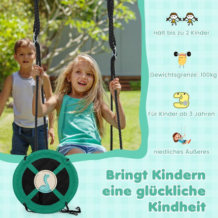 Diameter 100 cm nest swing with adjustable ropes, hanging swing, children's swing, round swing, green