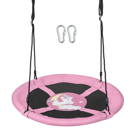 Diameter 100 cm nest swing with adjustable ropes, hanging swing, children's swing, round swing, pink