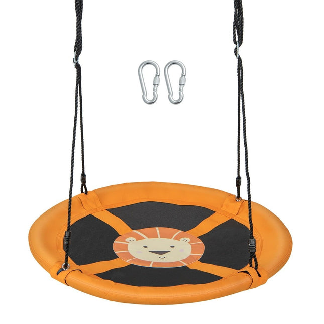 Diameter 100 cm nest swing with adjustable ropes, hanging swing, children's swing, round swing, yellow