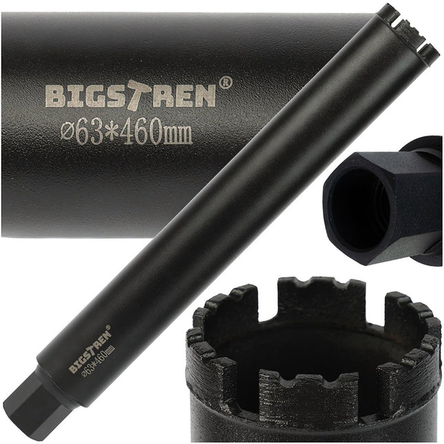 Diamond Core Drill Bit, 63x450mm, Concrete & Stone