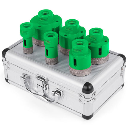 Diamond Hole Saw Set, 6-Piece, 20–68 mm, M14 Thread, Tile, Granite