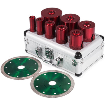 Diamond Hole Saw Set, 8-Piece M14 20–68 mm for Tile, Granite