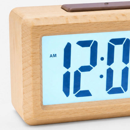 Digital Beech Wood Alarm Clock, Natural Finish