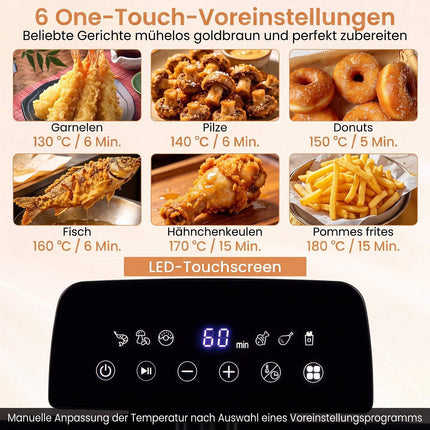 Digital Deep Fryer, 5L Oil, 1700W, 3 Baskets, Stainless Steel