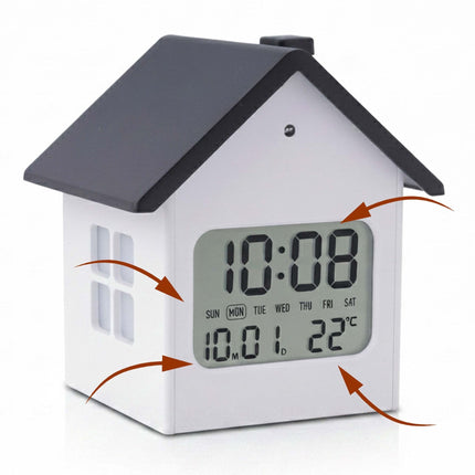 Digital House-Shaped Alarm Clock with LCD Display