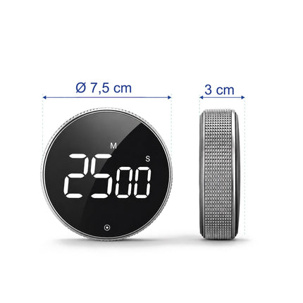 Digital Kitchen Timer, LED Display, Silver, Magnetic