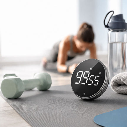 Digital Kitchen Timer, LED Display, Silver, Magnetic