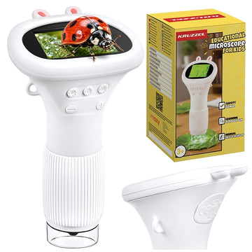 Digital Microscope for Kids 1000x with 2-Inch IPS Screen, 8 LEDs, White