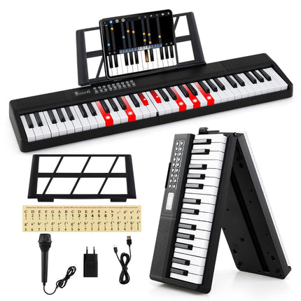 Digital Piano Keyboard, 61-Key Foldable, Split, Mic