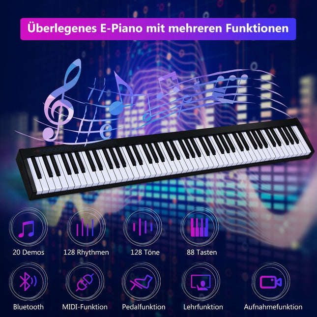 Digital Piano Keyboard 88 Keys Portable Electronic Musical Instrument Children's Piano Children's Piano Black