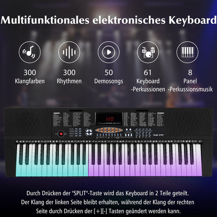 Digital Piano for Beginners, 61 Keys, 300 Tones