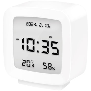 Digital alarm clock with date, temp, humidity