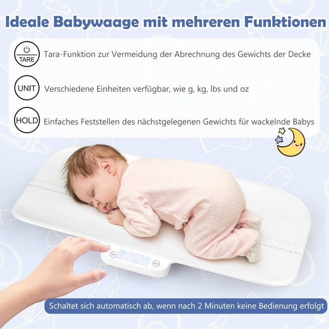 Digital baby scales, multi-functional children's scales with 4 measuring modes, up to 30 kg load capacity, white