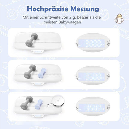 Digital baby scales, multi-functional children's scales with 4 measuring modes, up to 30 kg load capacity, white