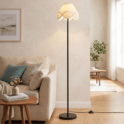 Dimmable Floor Lamp, 159 cm, Black with Fabric Shade