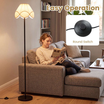 Dimmable Floor Lamp, 159 cm, Black with Fabric Shade