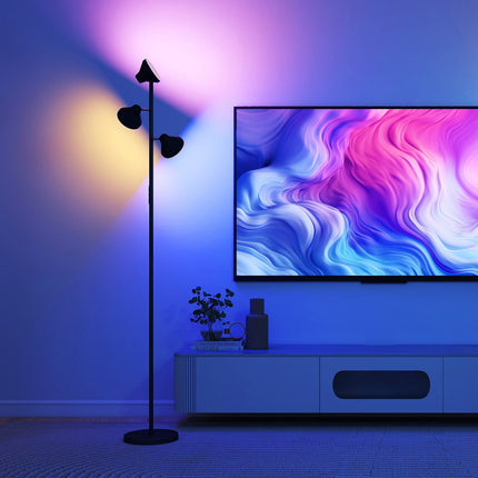 Dimmable Floor Lamp with Reading Light, RGB, Remote Control