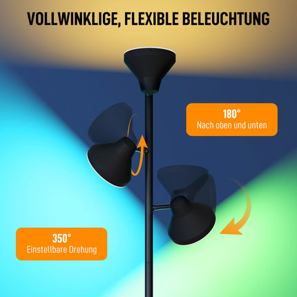 Dimmable Floor Lamp with Reading Light, RGB, Remote Control