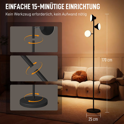 Dimmable Floor Lamp with Reading Light, RGB, Remote Control