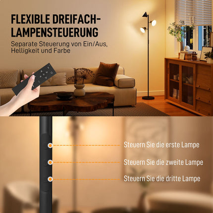 Dimmable Floor Lamp with Reading Light, RGB, Remote Control