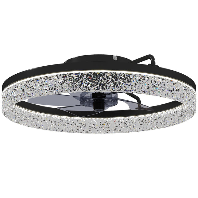 Dimmable LED Ceiling Fan with Remote, Black, 50cm Diameter