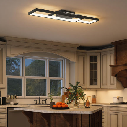 Dimmable LED Ceiling Light, 43W, 4600LM, 3000-6000K, Black