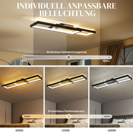 Dimmable LED Ceiling Light, 43W, 4600LM, 3000-6000K, Black