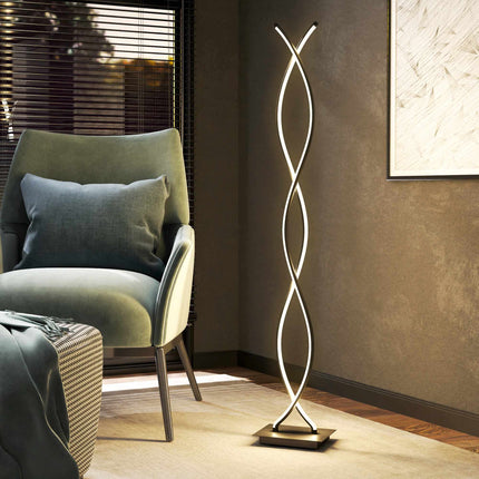 Dimmable LED Floor Lamp, Black Double Spiral Design