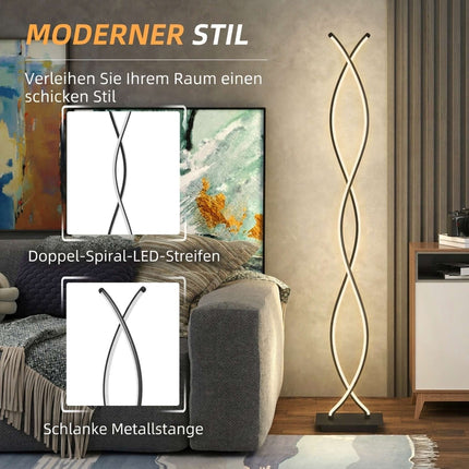 Dimmable LED Floor Lamp, Black Double Spiral Design