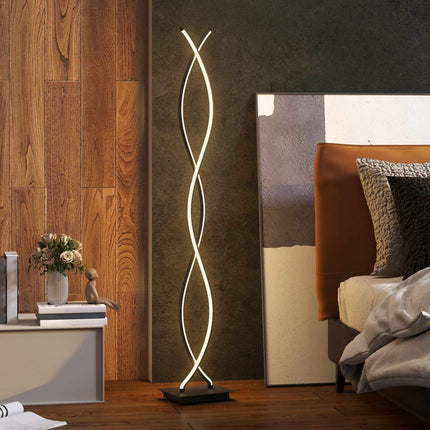 Dimmable LED Floor Lamp, Black Double Spiral Design