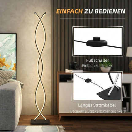Dimmable LED Floor Lamp, Black Double Spiral Design