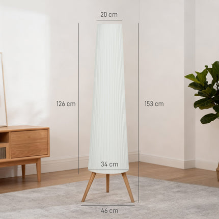 Dimmable LED Floor Lamp, Wood Tripod, Foot Switch, White