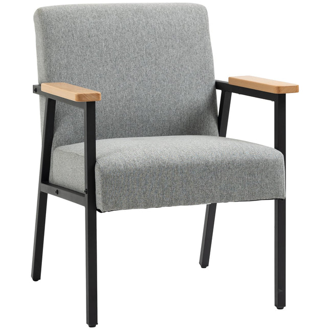 Armchair in gray linen look - Wingback, relaxation, 64.5x70x83.5 cm