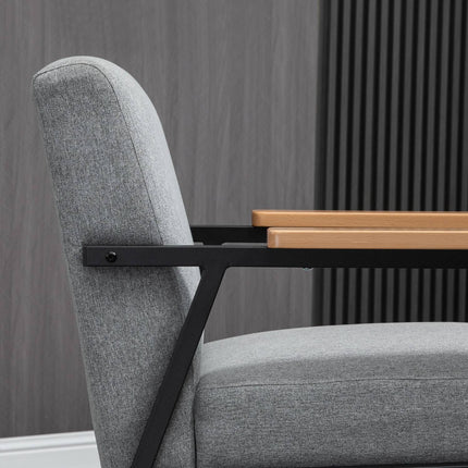 Armchair in gray linen look - Wingback, relaxation, 64.5x70x83.5 cm