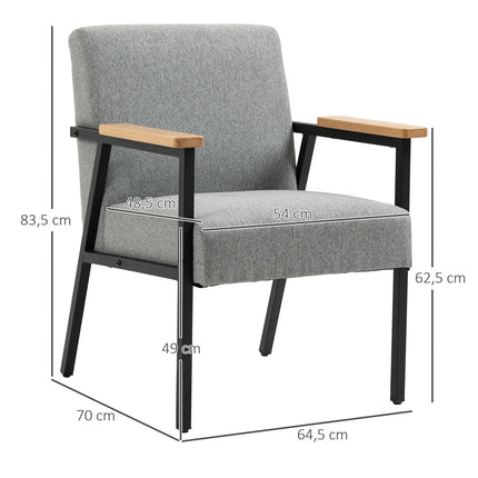 Armchair in gray linen look - Wingback, relaxation, 64.5x70x83.5 cm