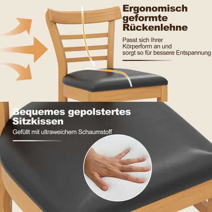 Dining Chair Set, Faux Leather, Rubberwood Legs, 2-Pack