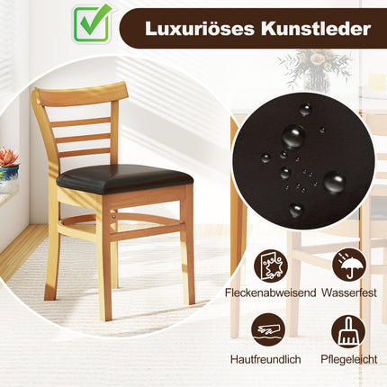 Dining Chair Set, Faux Leather, Rubberwood Legs, 2-Pack