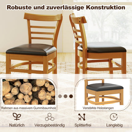 Dining Chair Set, Faux Leather, Rubberwood Legs, 2-Pack