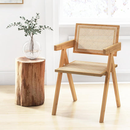 Dining Chair Set of 2, Bamboo & Rattan, 50x52x81 cm