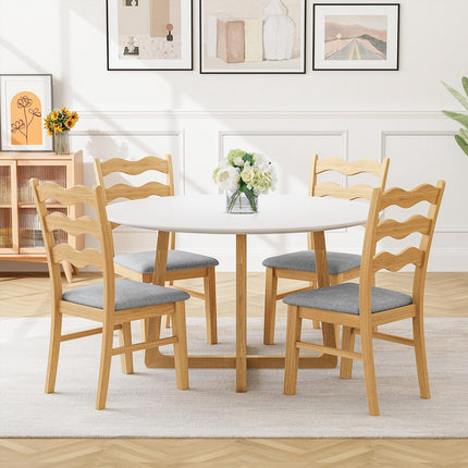 Dining Chair Set of 2, Linen Upholstered, Rubberwood Frame