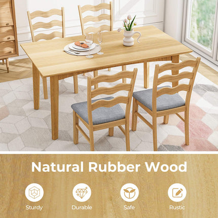 Dining Chair Set of 2, Linen Upholstered, Rubberwood Frame
