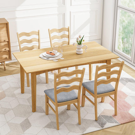 Dining Chair Set of 2, Linen Upholstered, Rubberwood Frame
