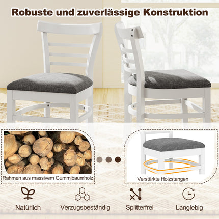 Dining Chair Set of 2, Padded Faux Leather, Rubberwood, White