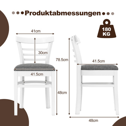 Dining Chair Set of 2, Padded Faux Leather, Rubberwood, White