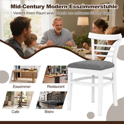 Dining Chair Set of 2, Padded Faux Leather, Rubberwood, White