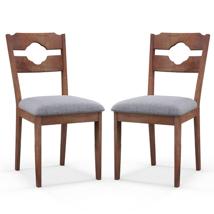 Dining Chair Set of 2, Upholstered Fabric High Back, Gray