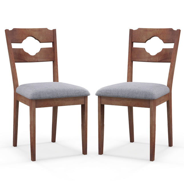 Set van 2 eetkamerstoelen, gestoffeerd met stof en hoge rugleuning, grijs