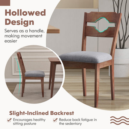 Dining Chair Set of 2, Upholstered Fabric High Back, Gray