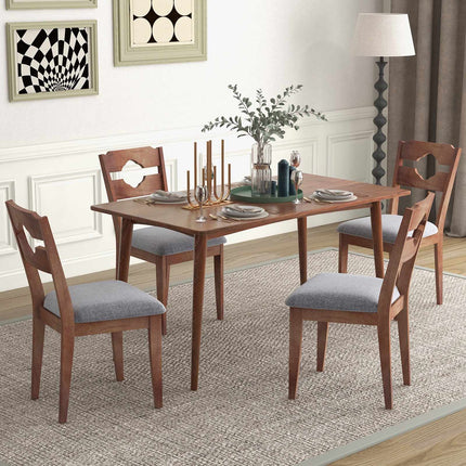 Dining Chair Set of 2, Upholstered Fabric High Back, Gray